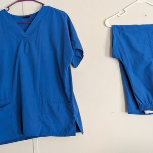 Cherokee Royal Blue Workwear 4 Pocket Scrub Set V Neck Uniform Medical